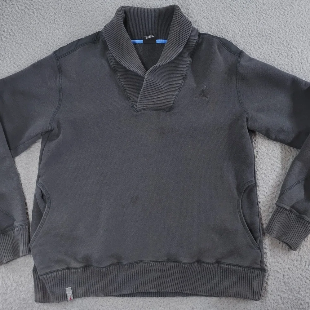 Nike Air Jordan Sweater Mens Large Gray Cotton Thick Heavy Jumpman Collar Warm